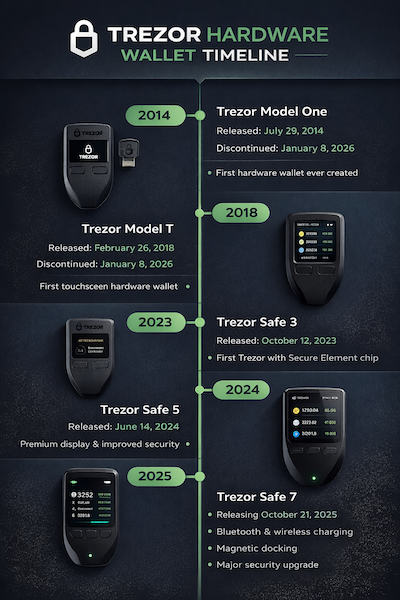 trezor hardware wallet models timeline